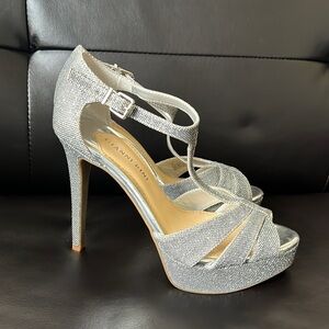 Glitter Platform Peep Toe Heels New Years Holiday Party